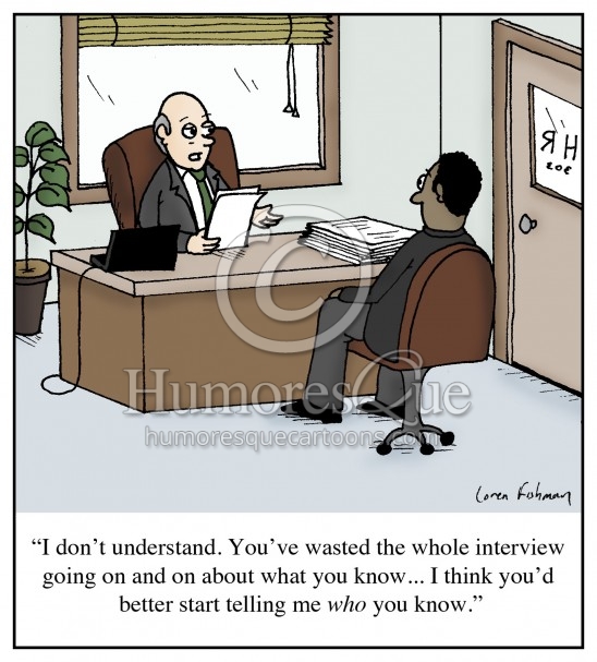 job interview networking cartoon