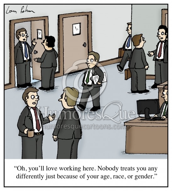 all white office race gender cartoon