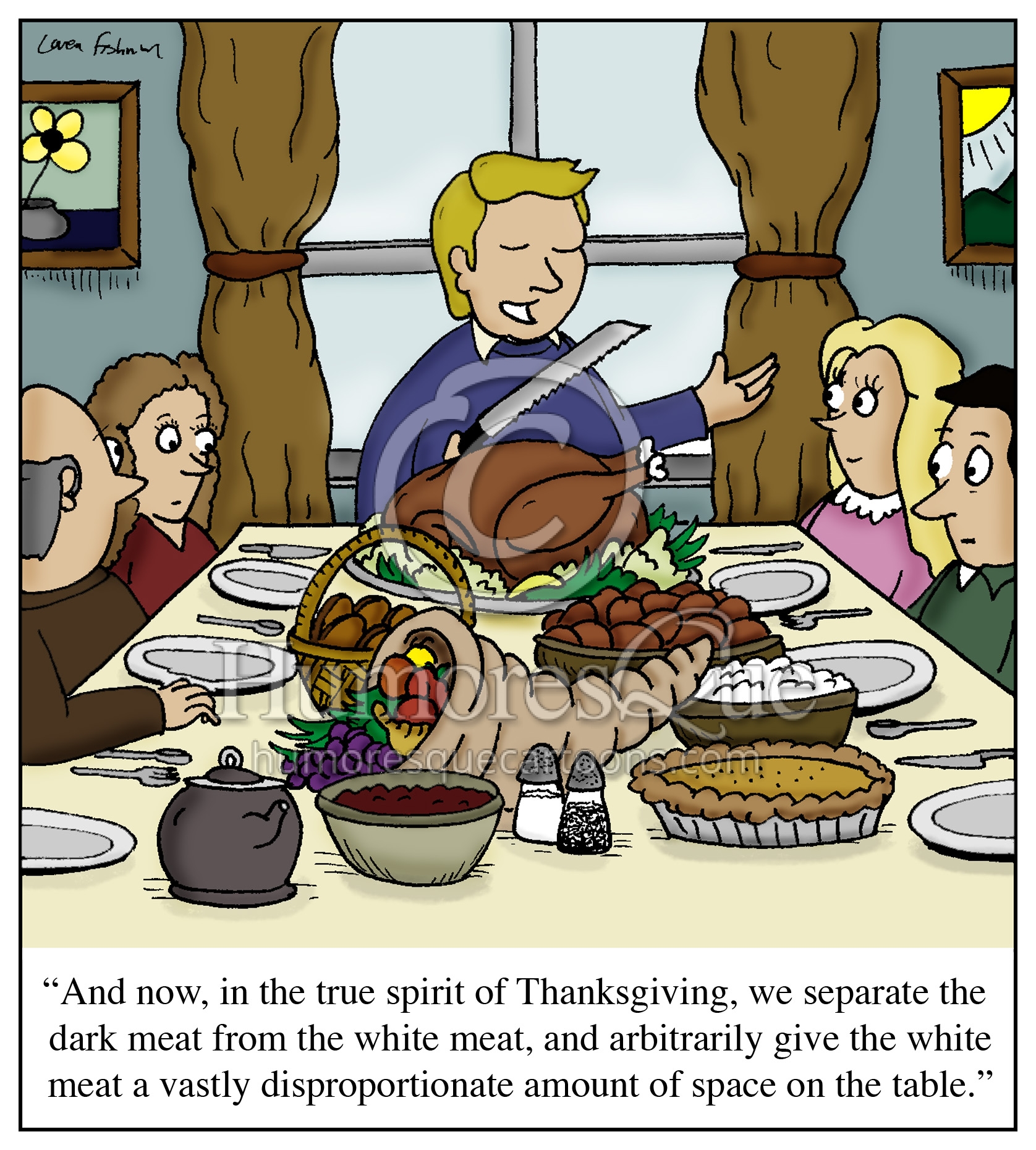 separate dark meat from white meat thanksgiving cartoon