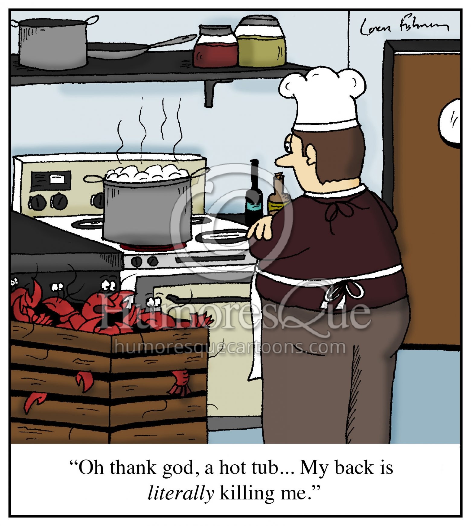 lobster thinks the pot is a hot tub cartoon