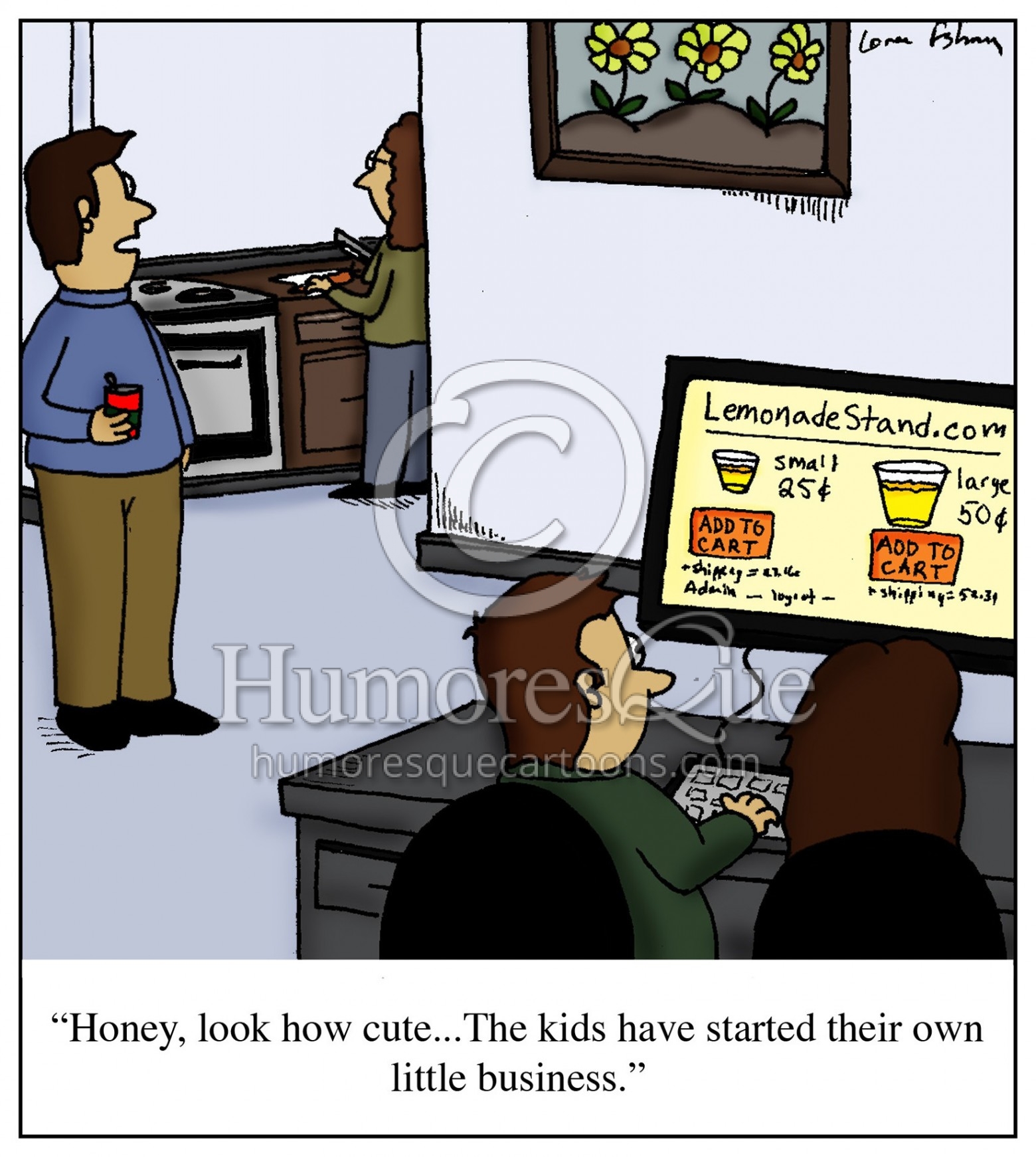 online lemonade stand ecommerce cartoon