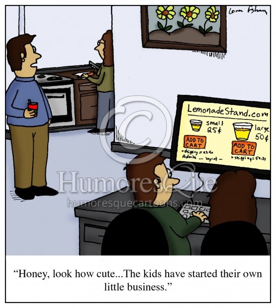 online lemonade stand ecommerce cartoon