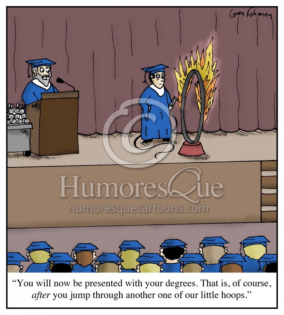 jumping through hoops graduation cartoon