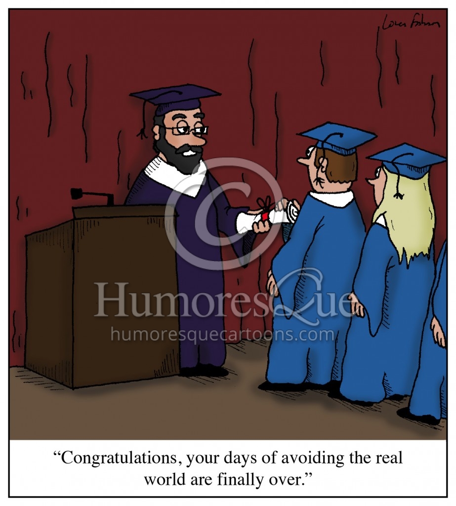 graduation avoiding life cartoon