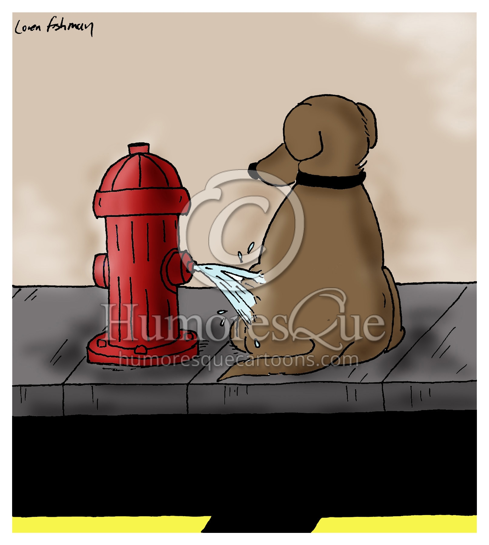 Cartoon A fire hydrant's revenge peeing on a dog Humoresque Cartoons