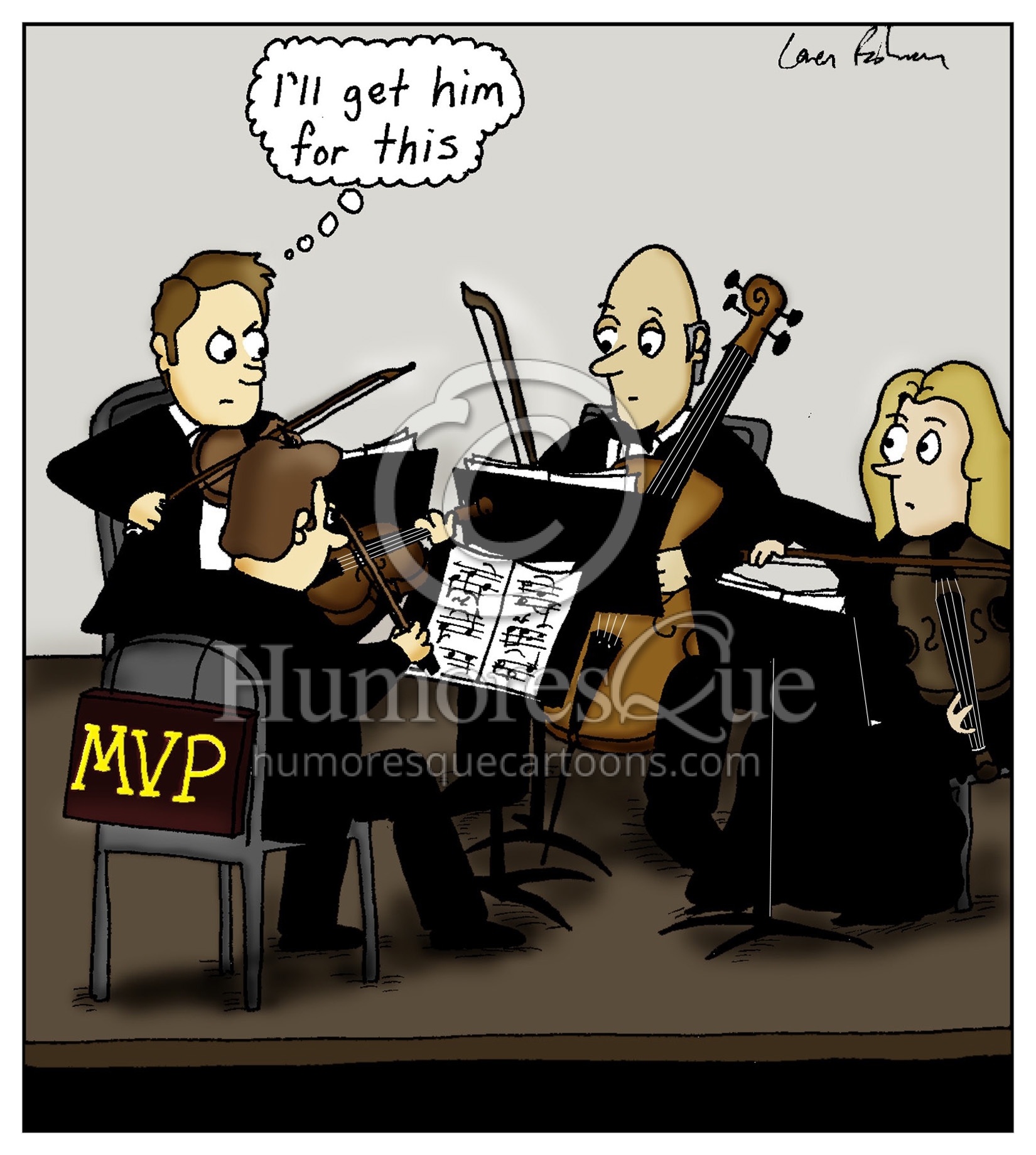 string quartet mvp first and second violinist cartoon