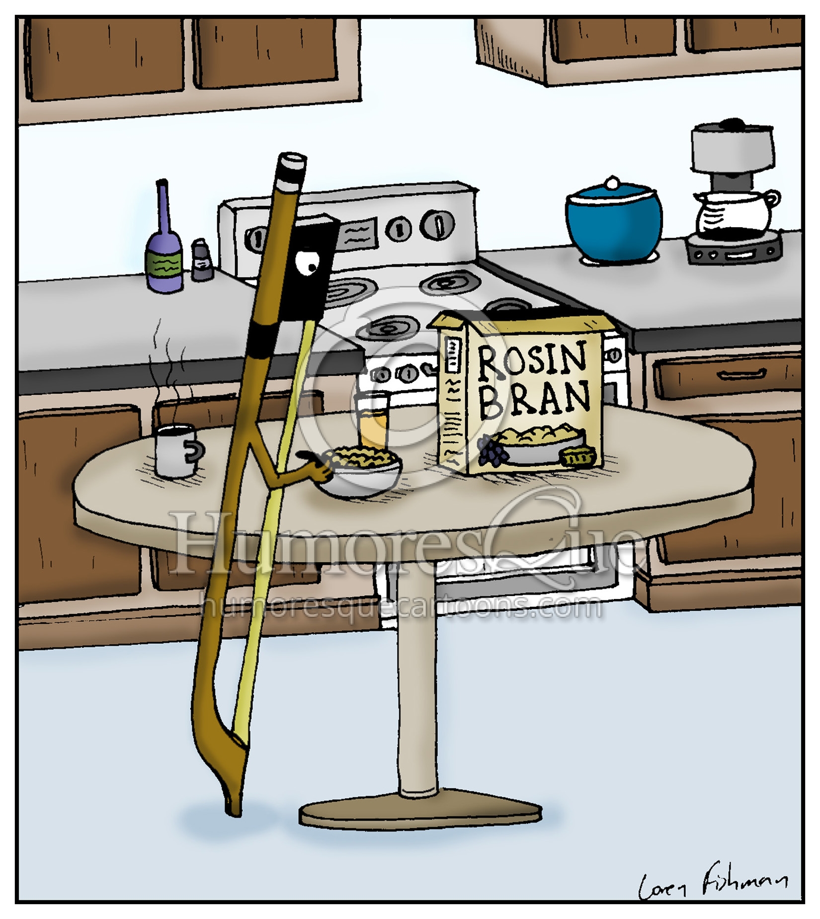 rosin bran bow eating rosin cereal strings cartoon