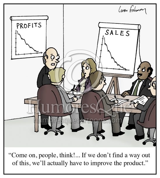 improve the product sales marketing and pr cartoon