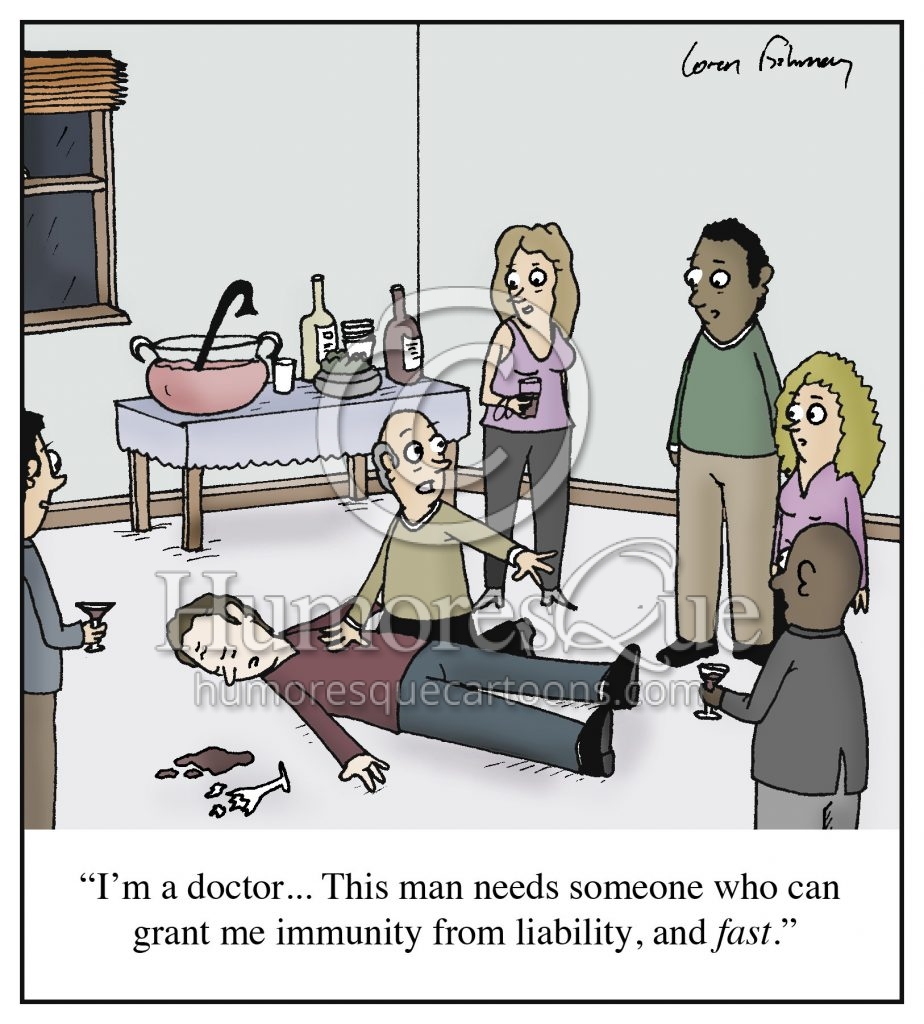 immunity from liability doctor lawsuit malpractice cartoon