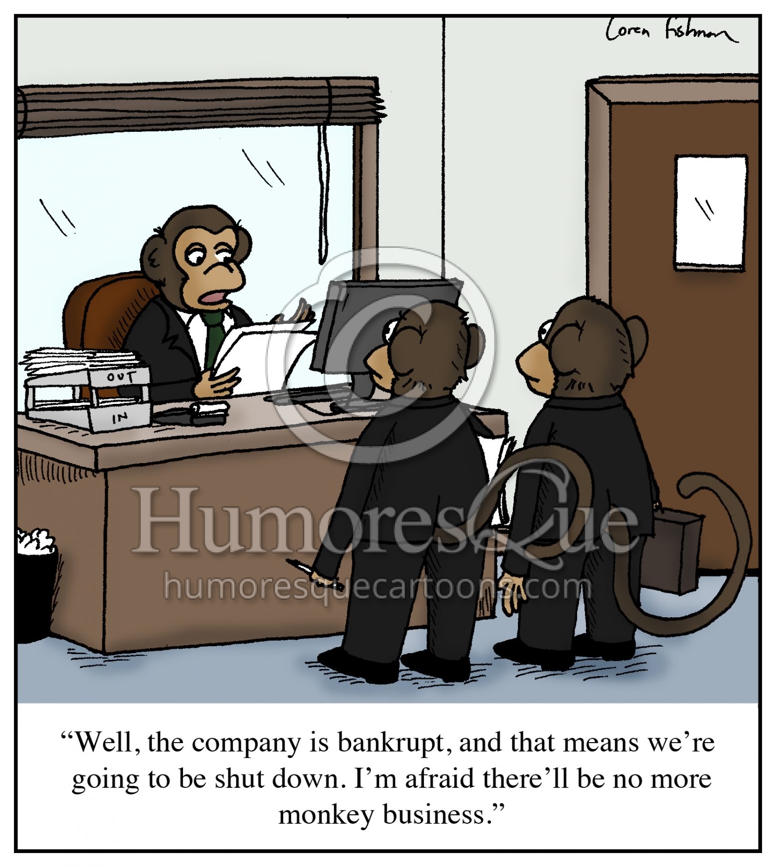 monkey buisness bankruptcy cartoon
