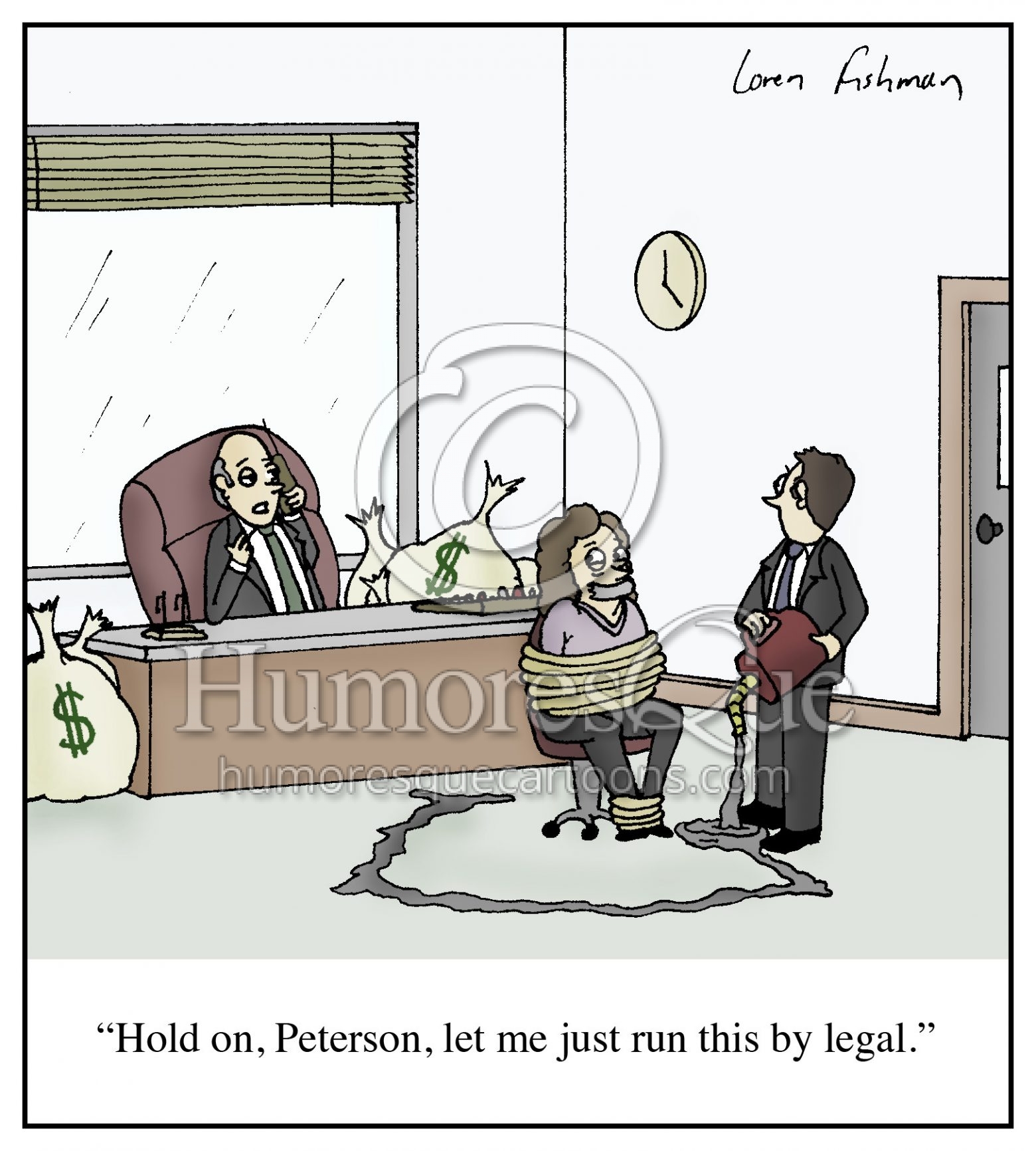 legal department corporate crime and corruption cartoon