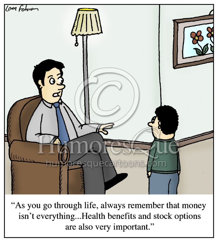health benefits and stock options father advice cartoon