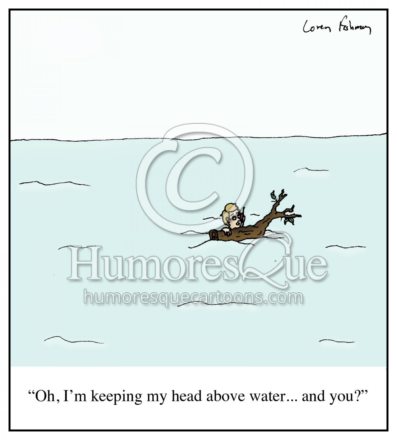 head above water debt financial trouble water cartoon