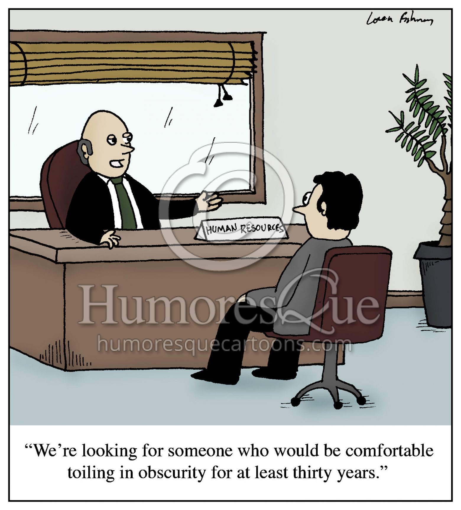 toiling in obscurity job office cartoon