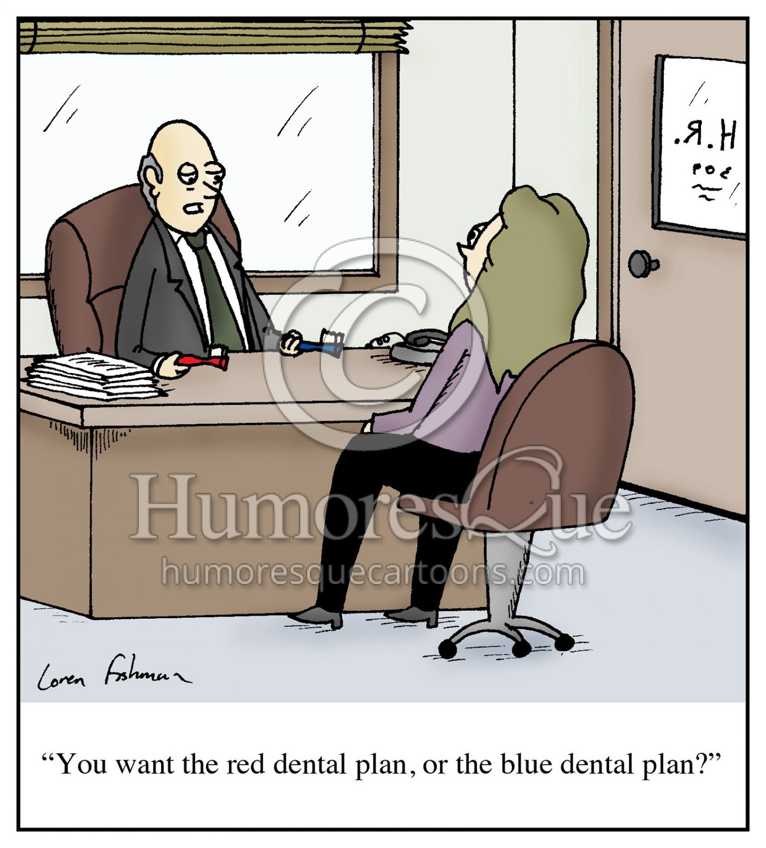 dental plan toothbrush employer cartoon