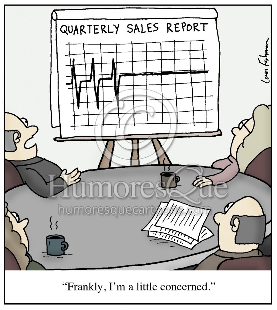 ekg sales and profit chart flatlining cartoon
