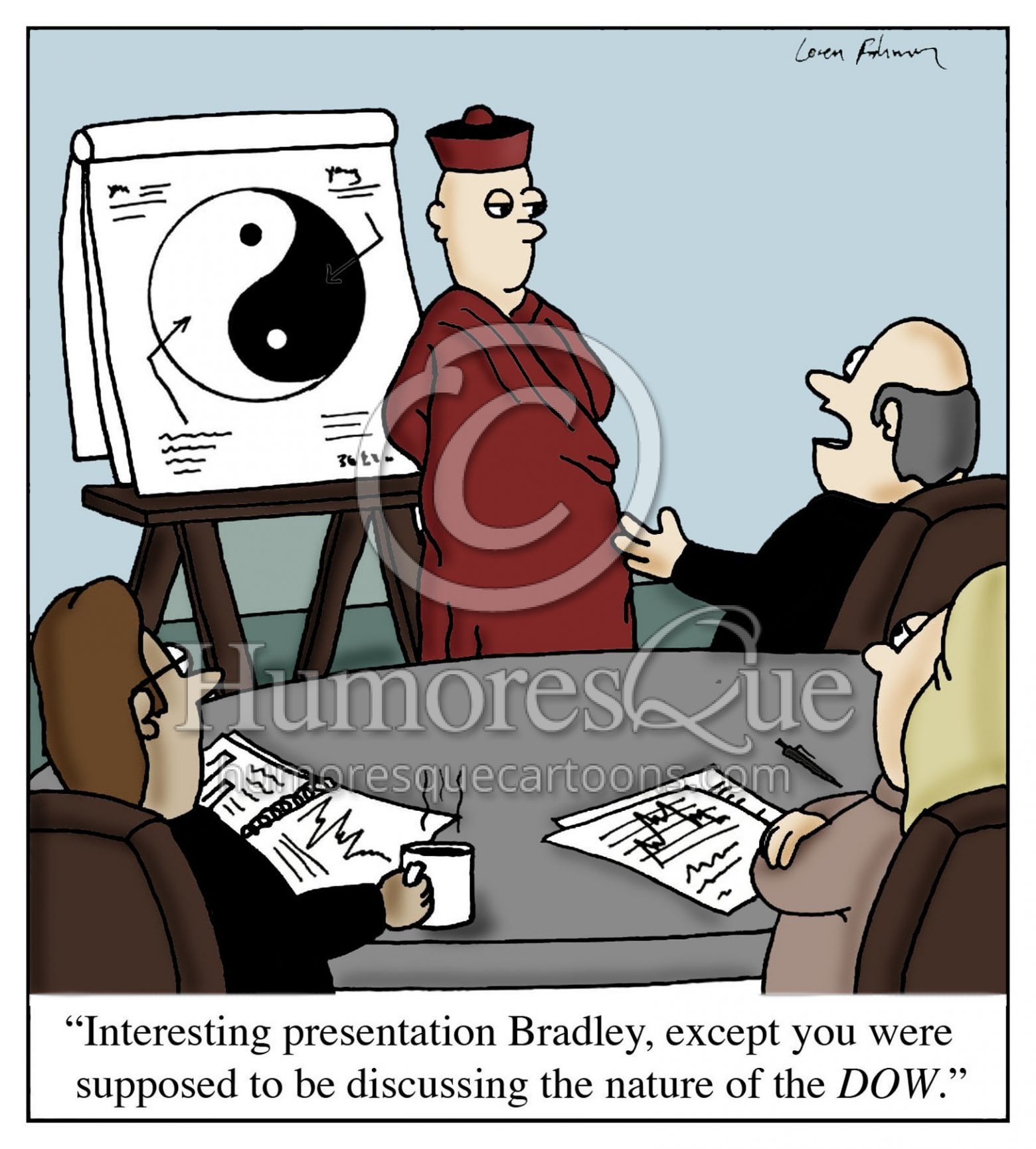 explaining the mysteries of the dow as a tao or dao cartoon
