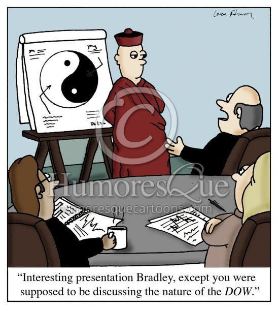 explaining the mysteries of the dow as a tao or dao cartoon