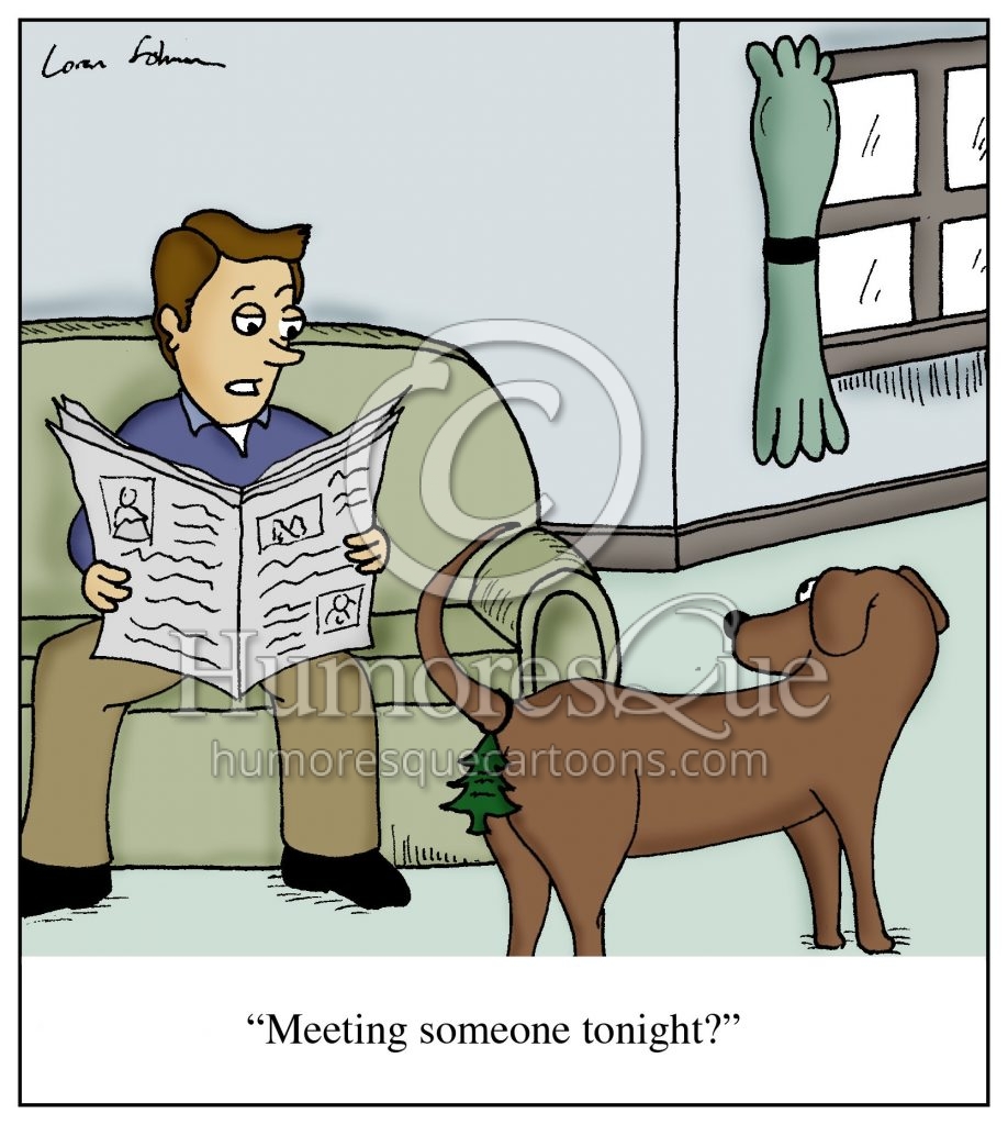 cartoon of a dog wearing air freshener on his butt
