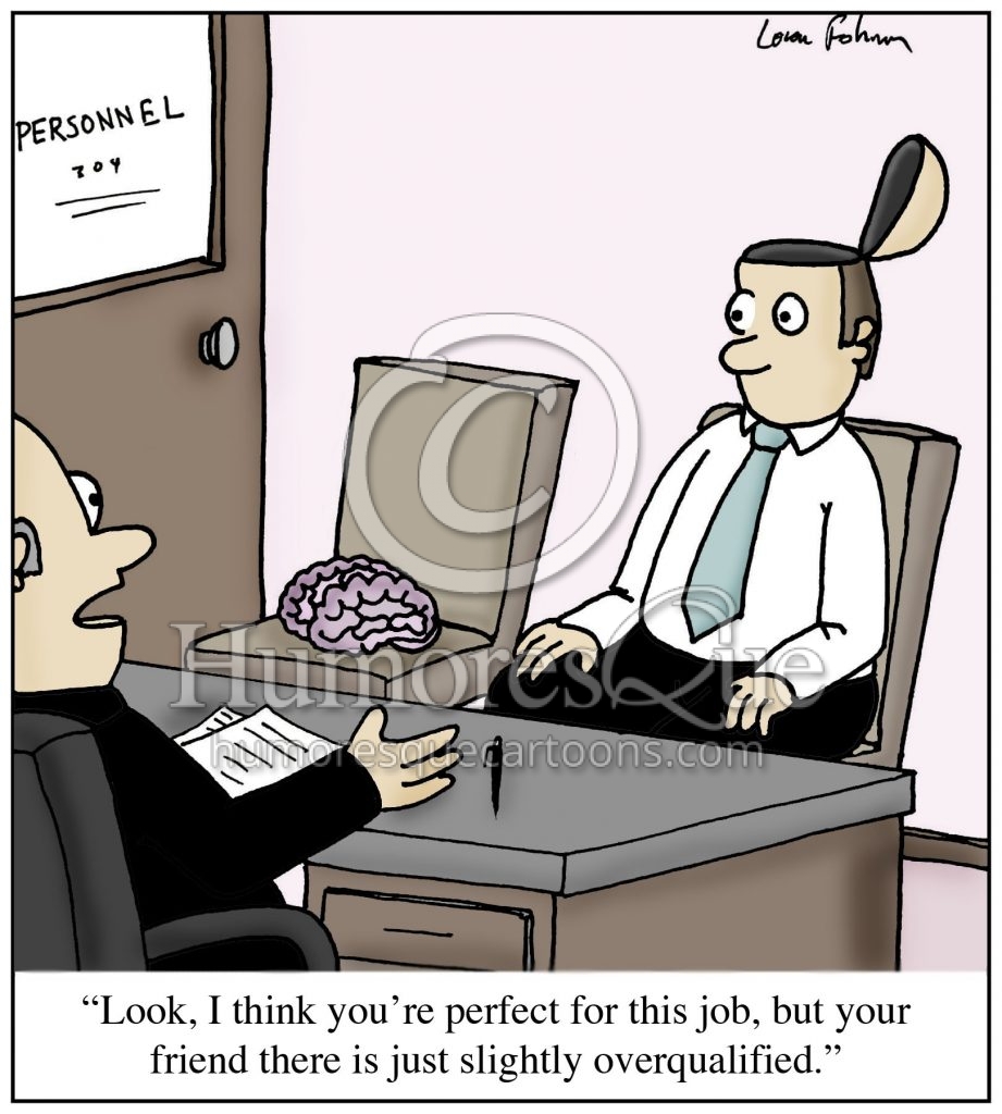brainless co-worker job interview cartoon