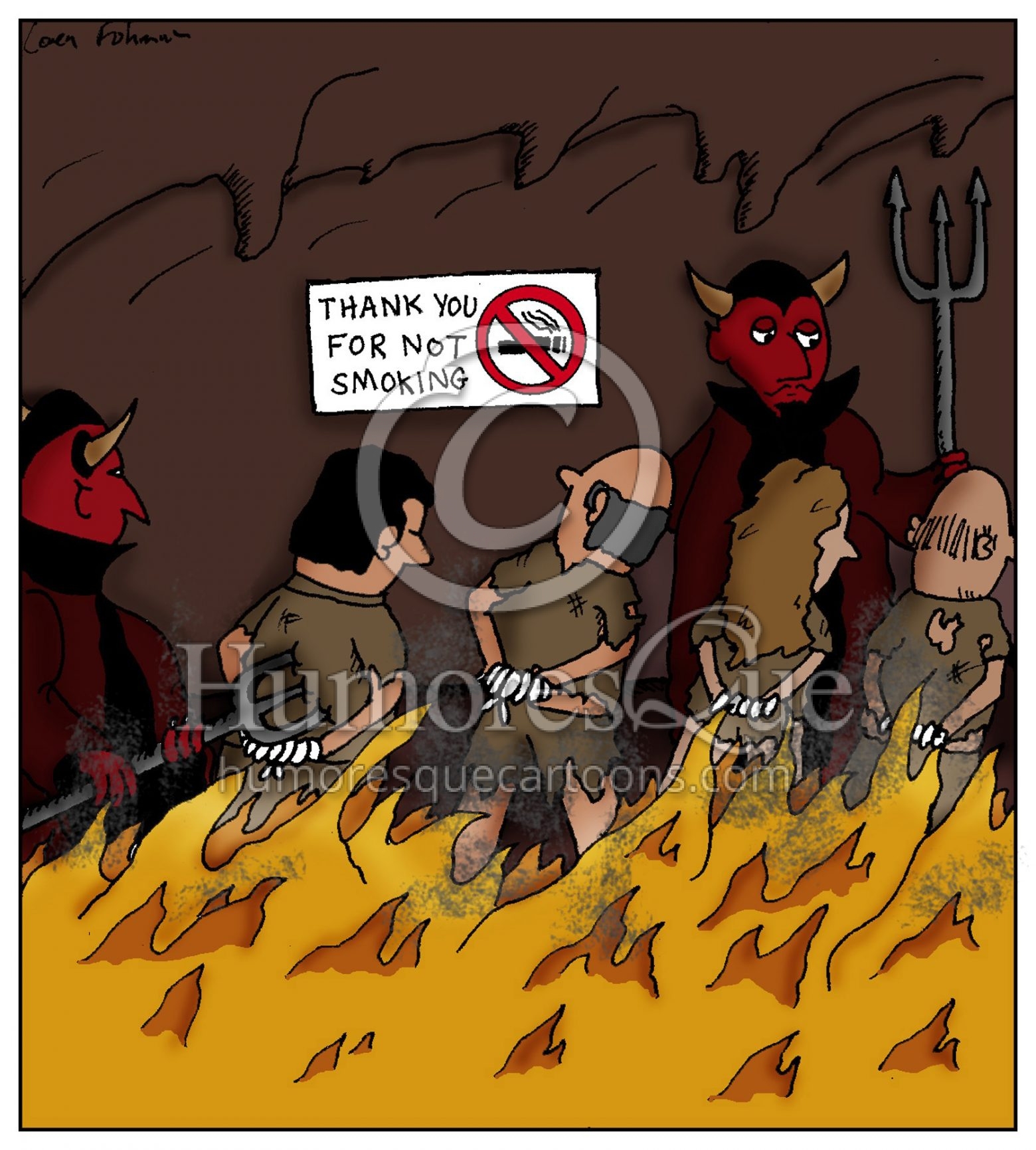 no smoking sign in hell cartoon