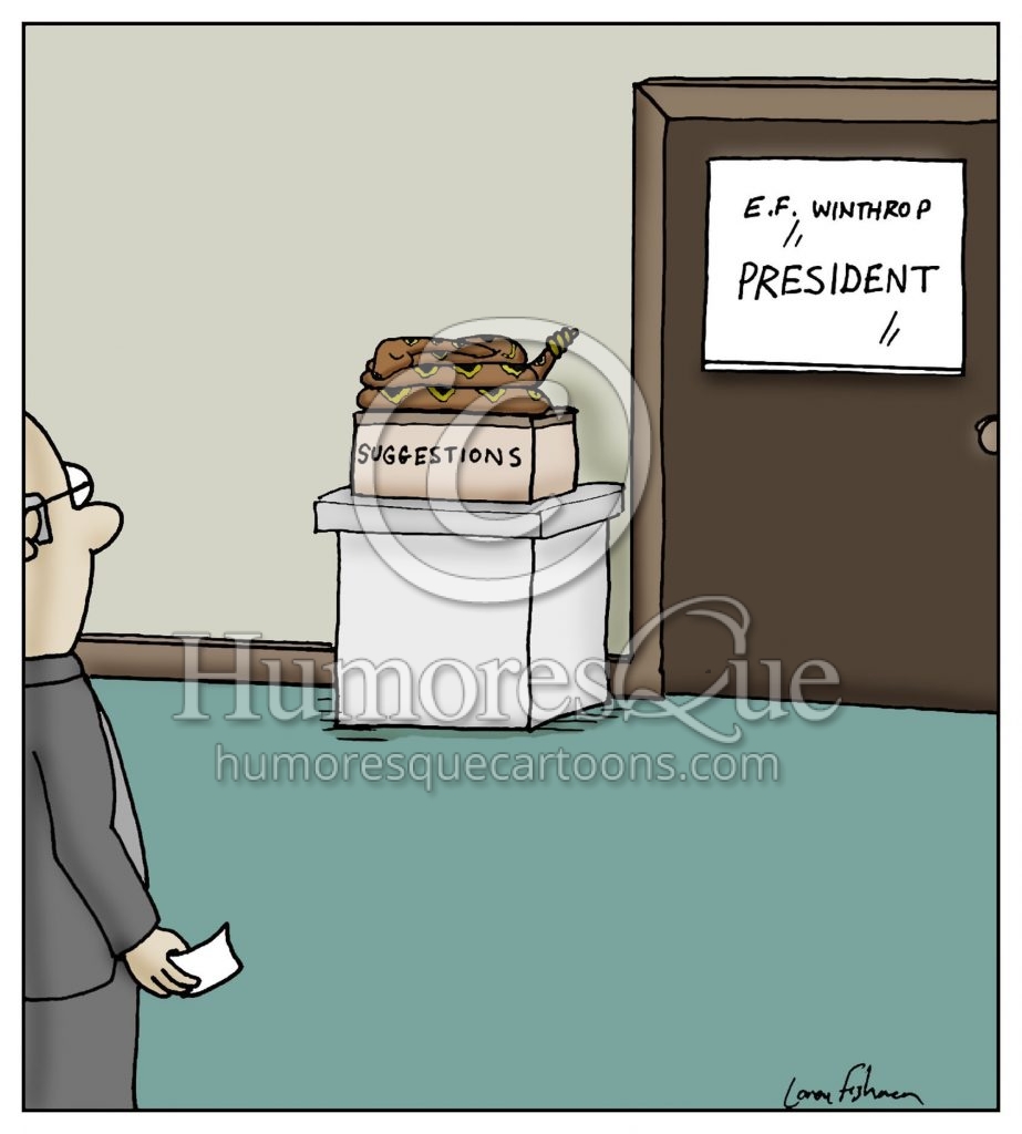 snake on suggestions box cartoon