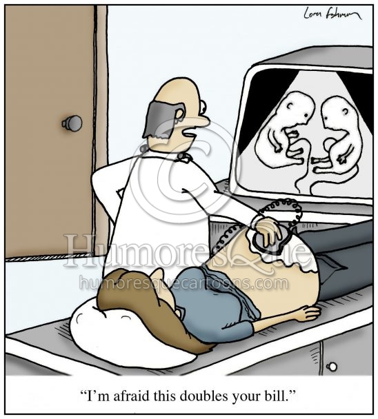 twins on ultrasound doubles medcial bill cartoon