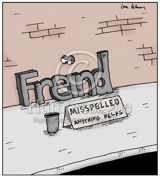 misspelled word freind grammar and spelling cartoon