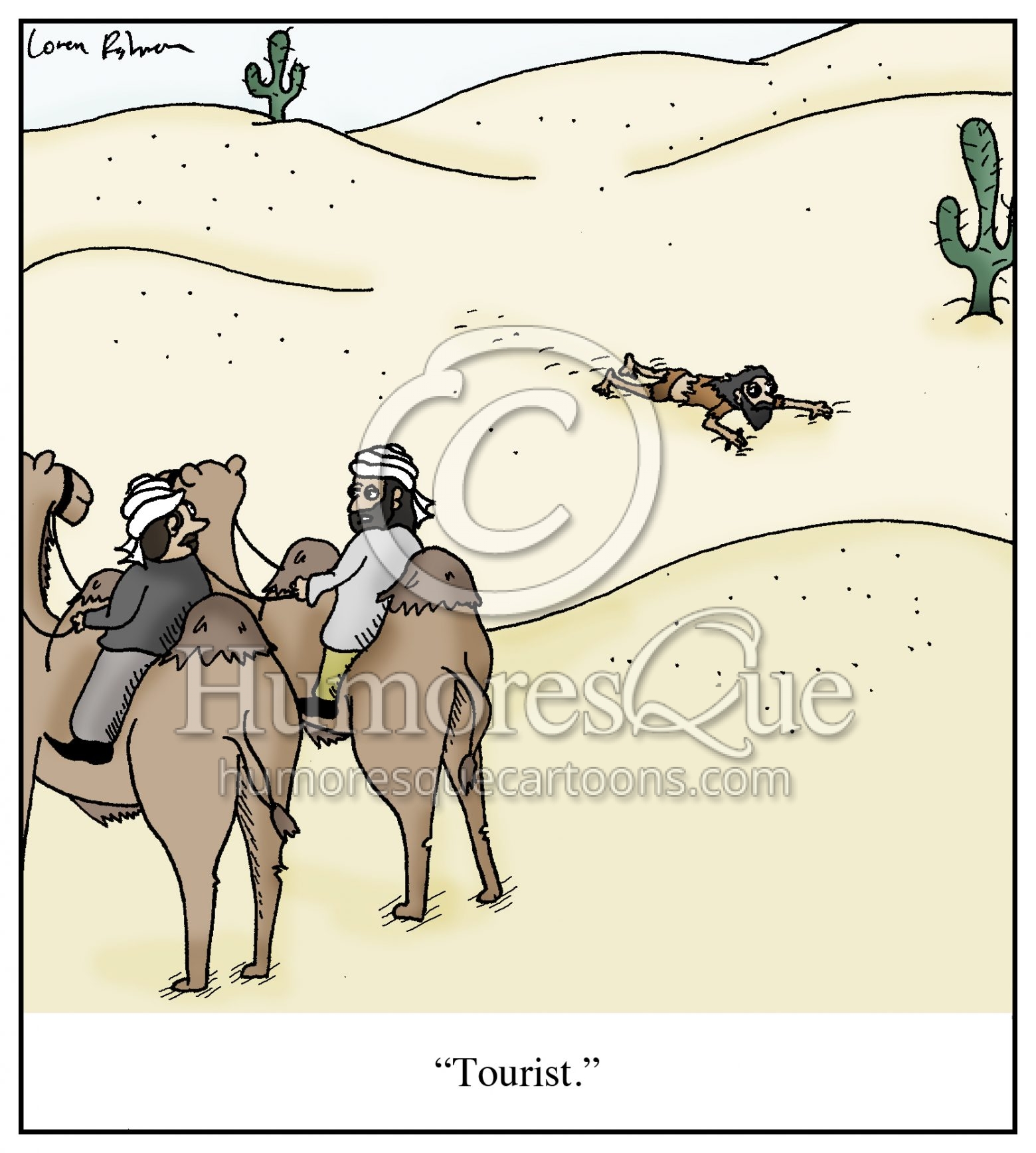 crawling through the desert tourist cartoon