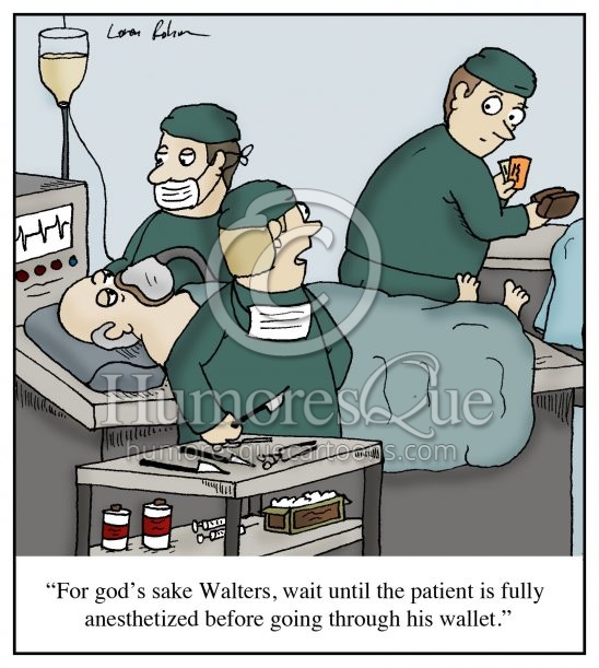 surgeon stealing wallet cartoon
