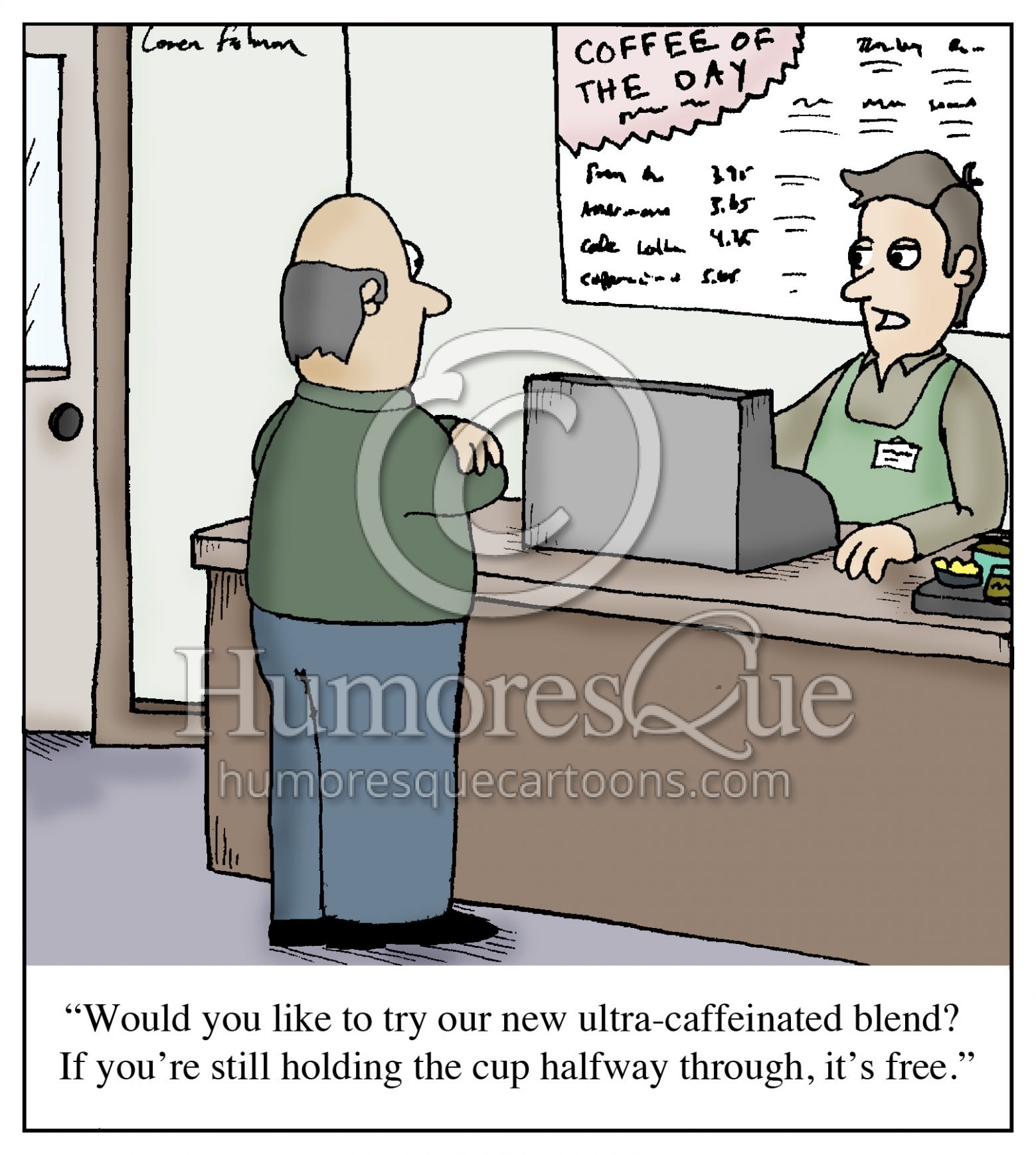 high caffeine coffee addiction cartoon