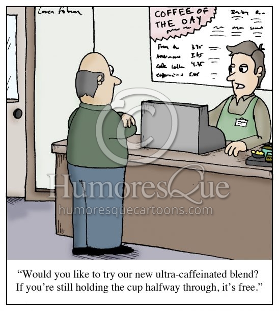 high caffeine coffee addiction cartoon