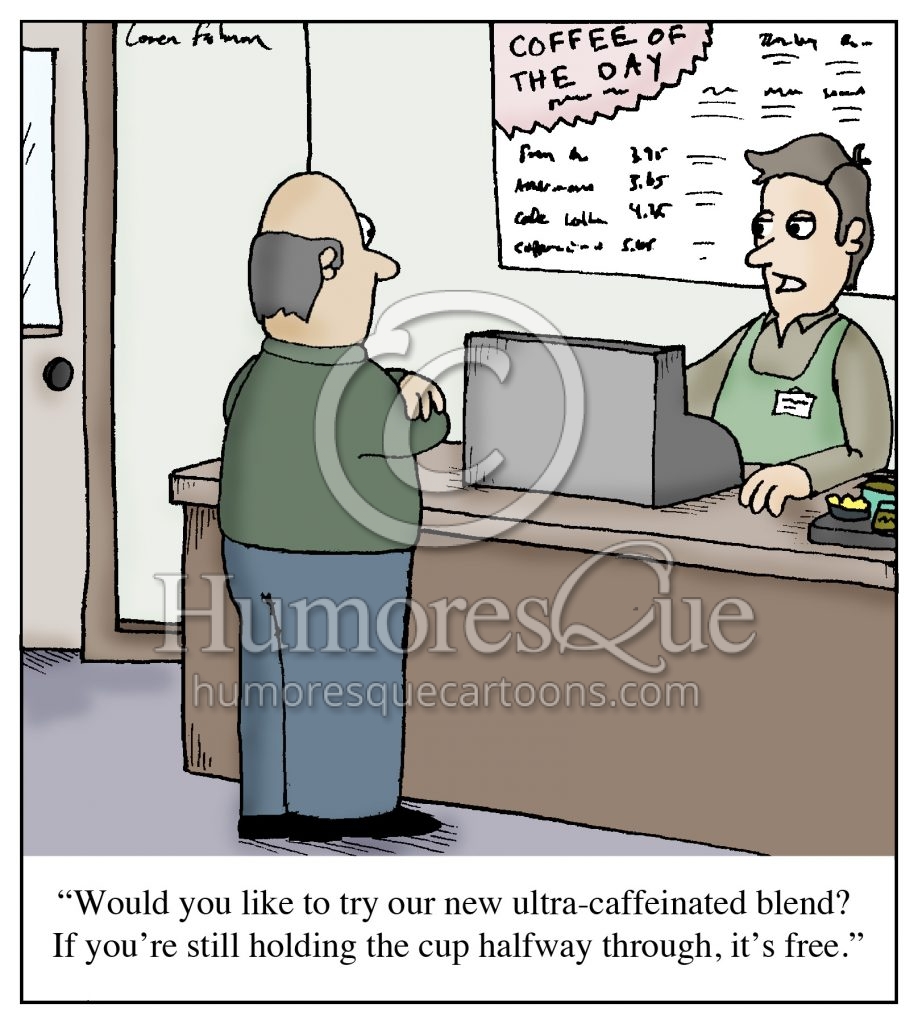 high caffeine coffee addiction cartoon