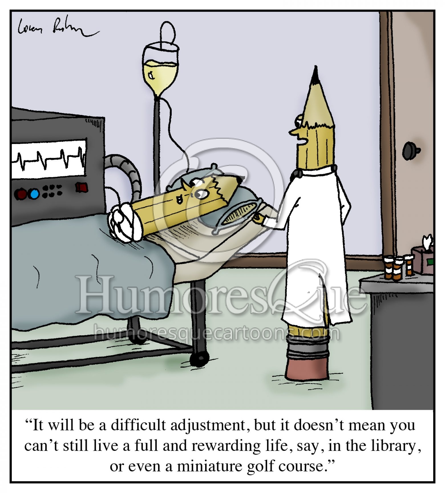 pencil amputation cartoon
