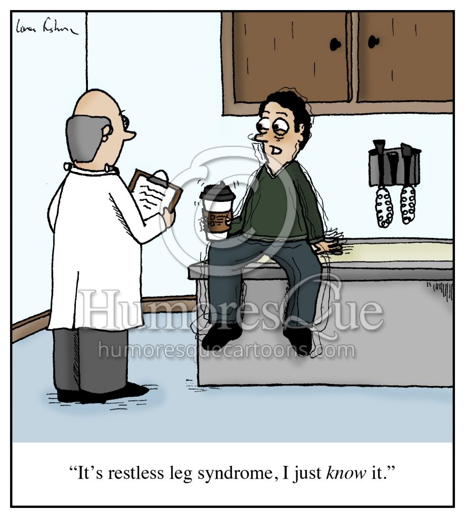restless leg syndrome coffee cartoon