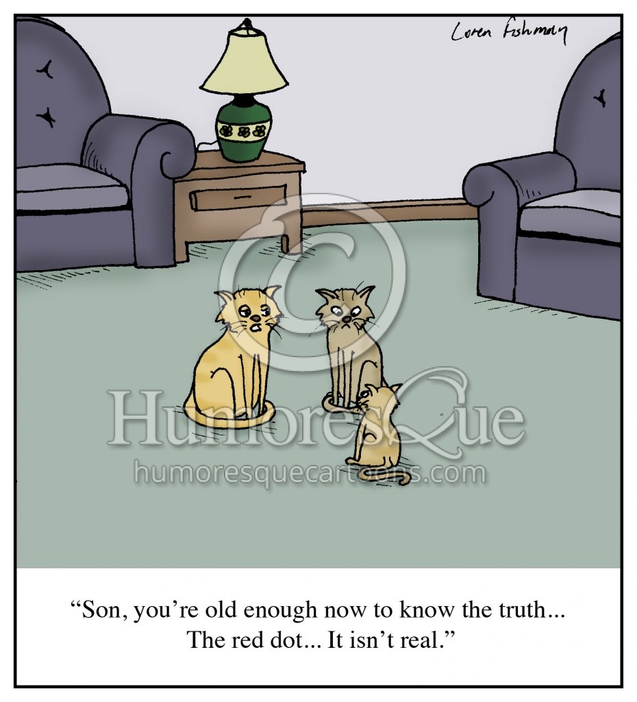 Cats and laser pointers red dot cartoon