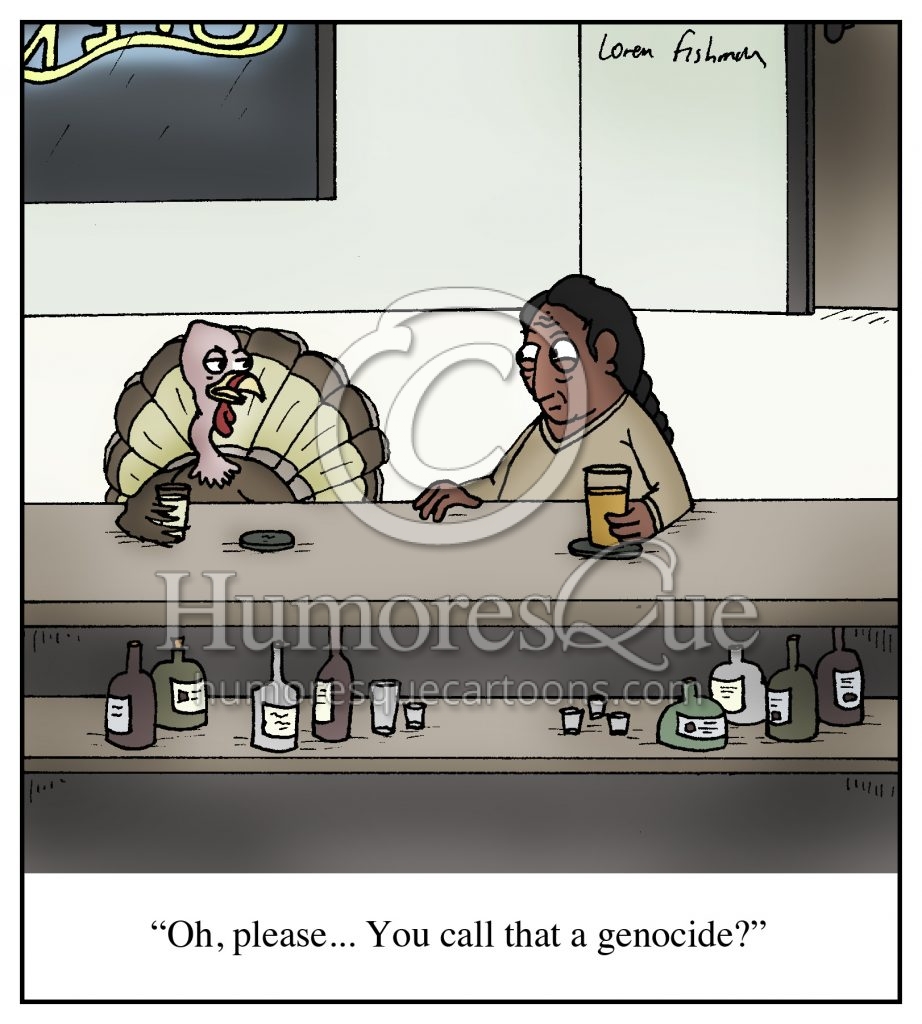 turkey and native american genocide thanksgiving cartoon