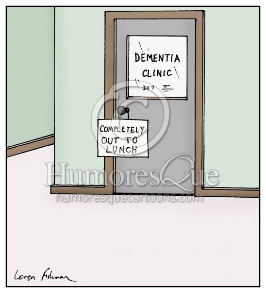 out to lunch dementia mental health cartoon