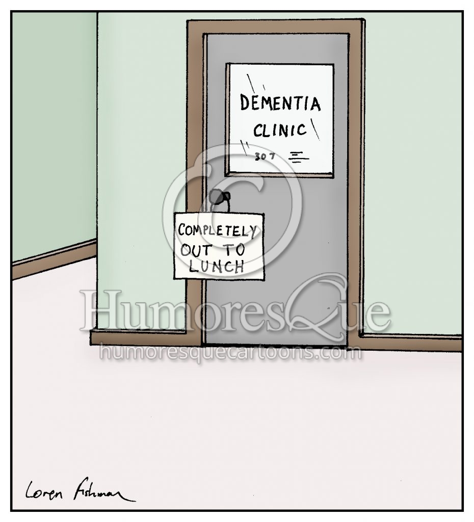 out to lunch dementia mental health cartoon