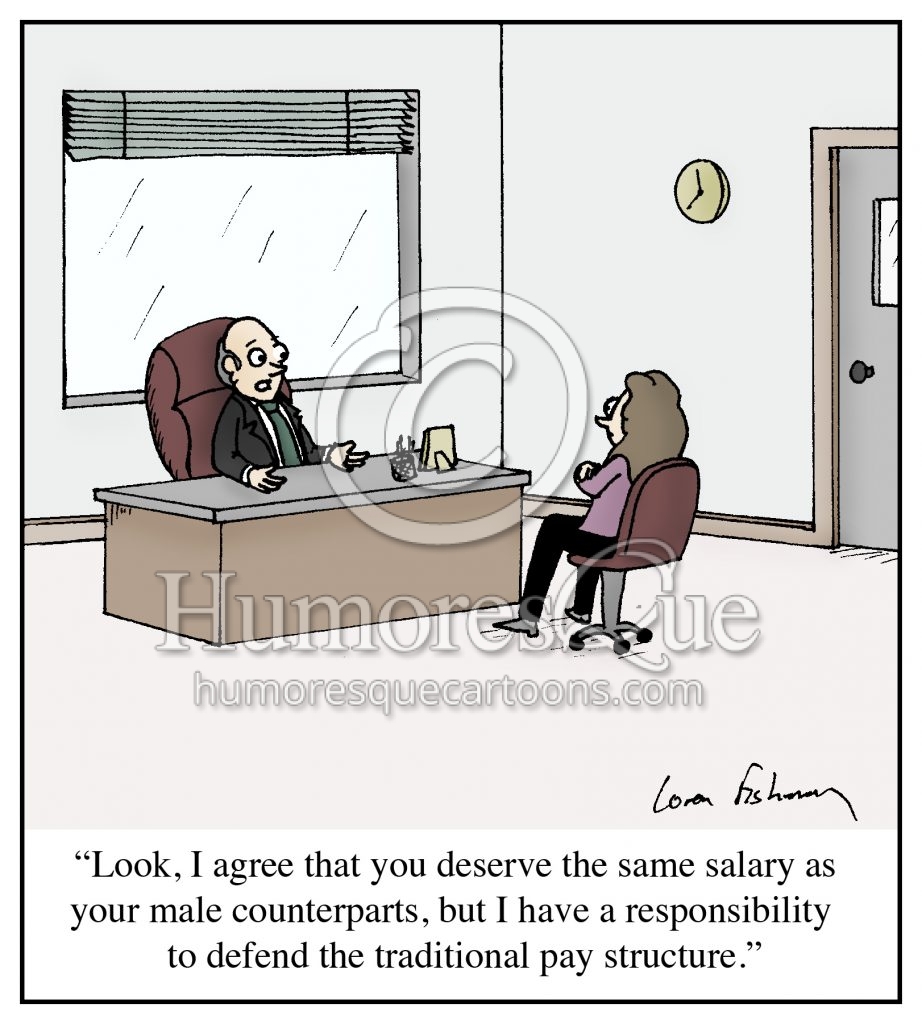 equal pay for women sexism in business cartoon