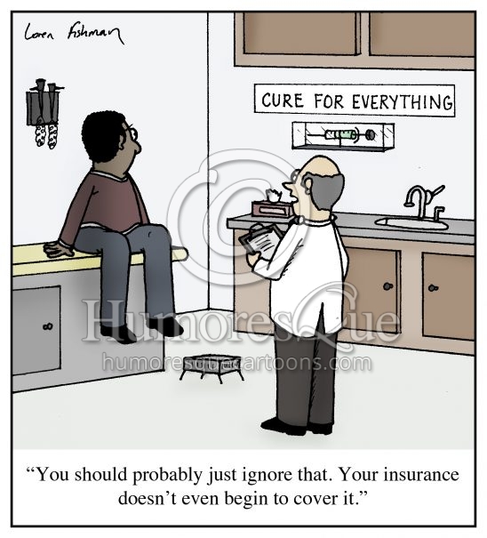 cure for everything doctors and insurance provider cartoon