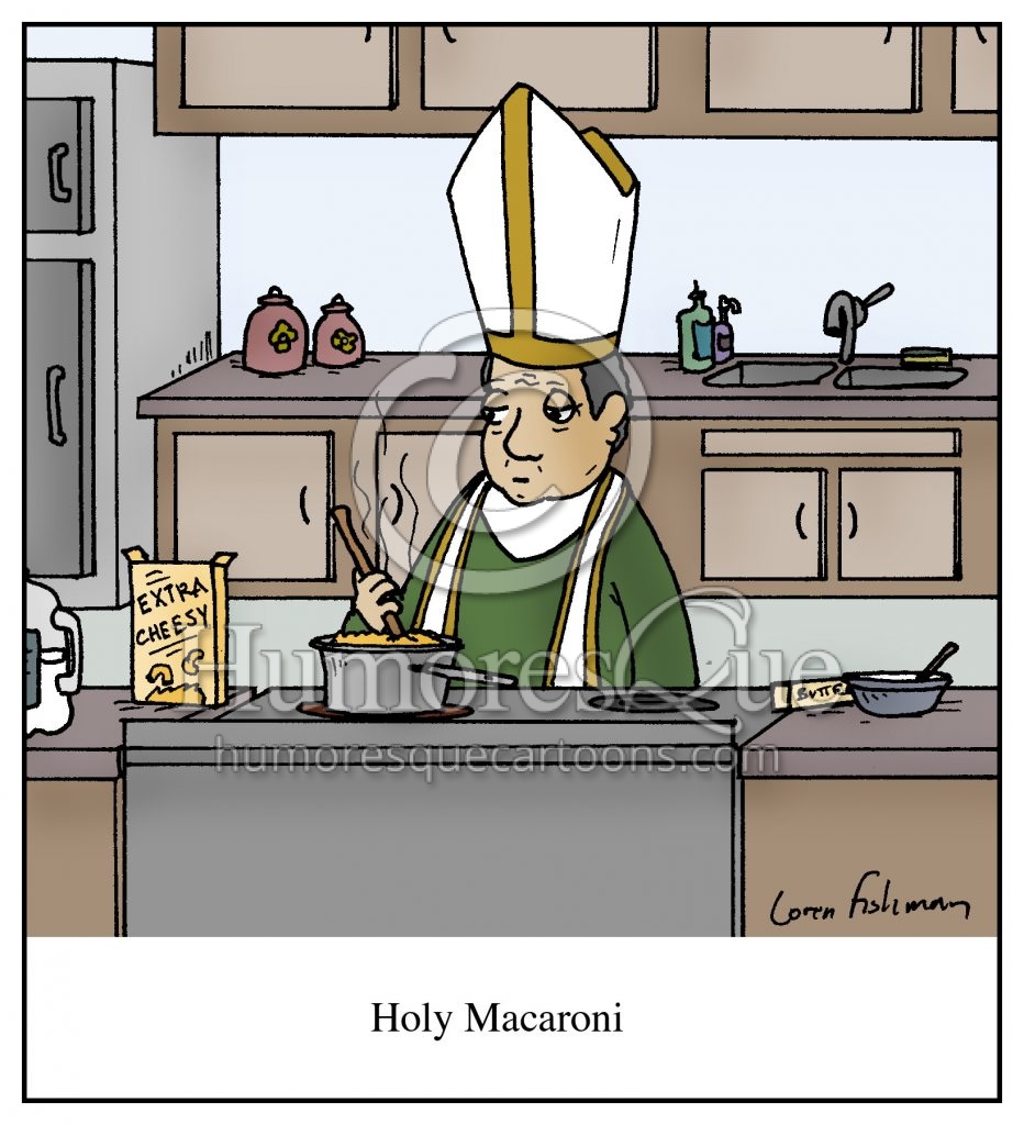 holy macaroni pope cartoon