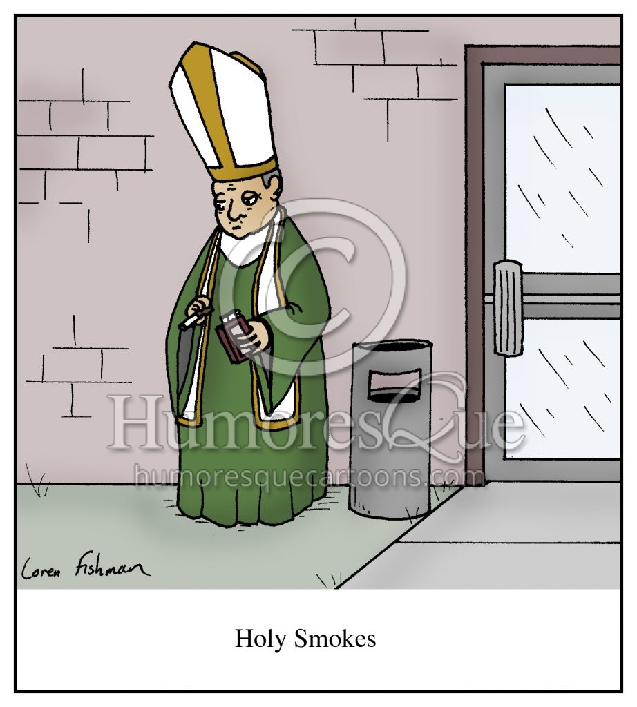Holy smokes pope smoking cigarette cartoon