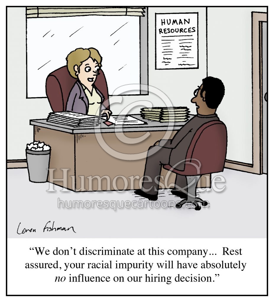 racial impurity prejudice and racism workplace cartoon