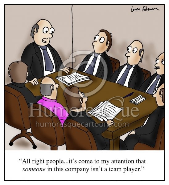 team player office meeting cartoon