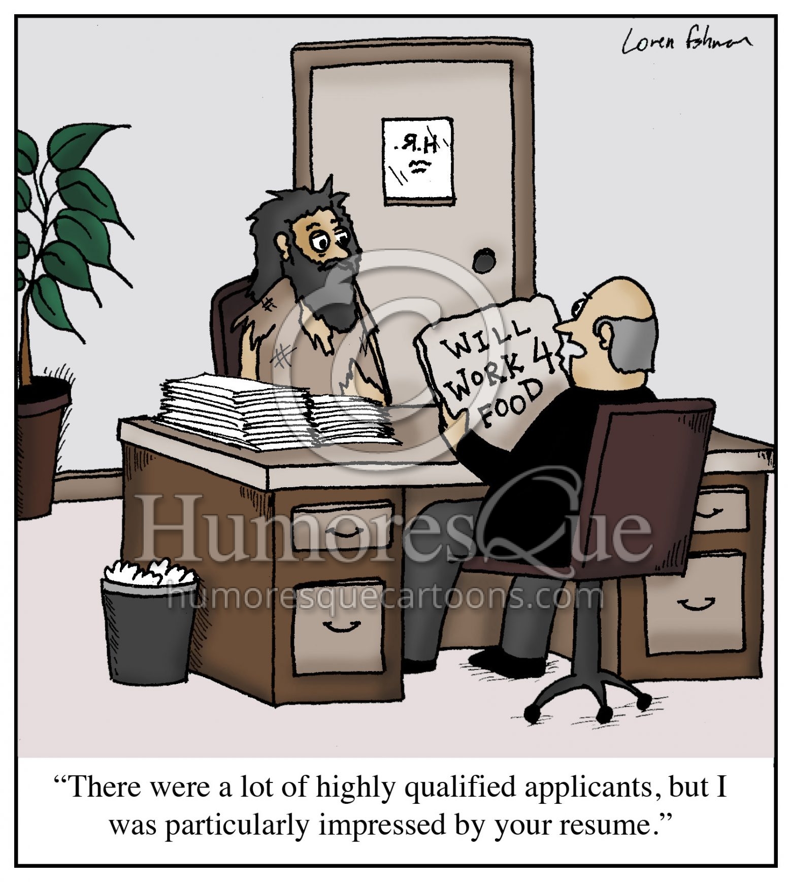 bum job application resume cartoon