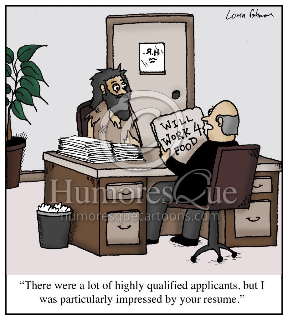 bum job application resume cartoon