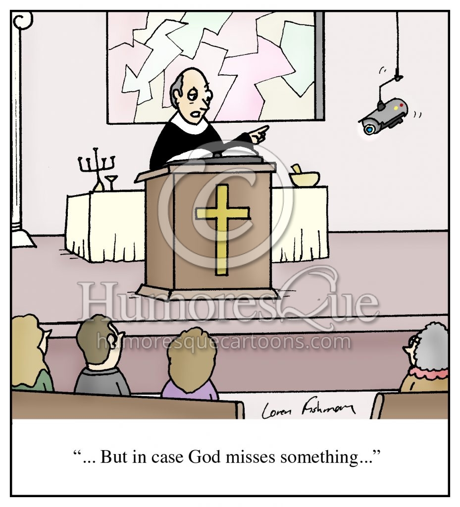 surveillance camera in church cartoon