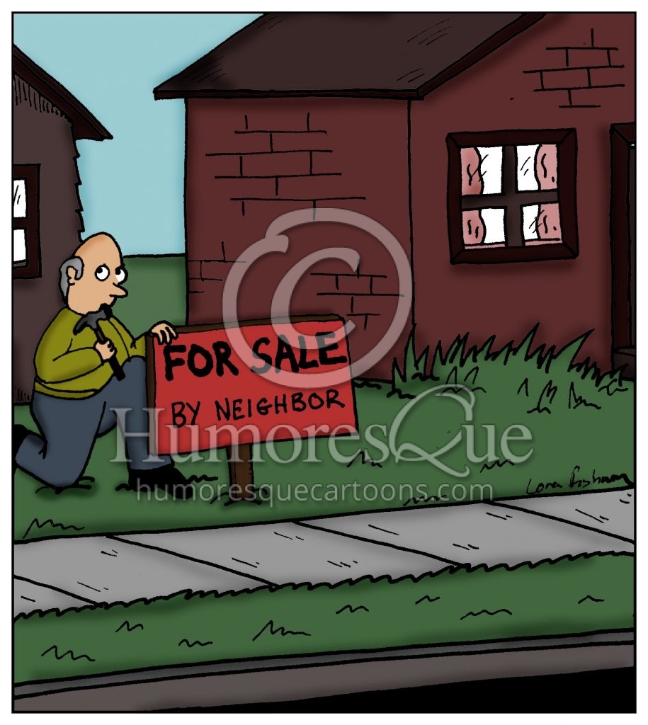 for sale by neighbor real estate property cartoon