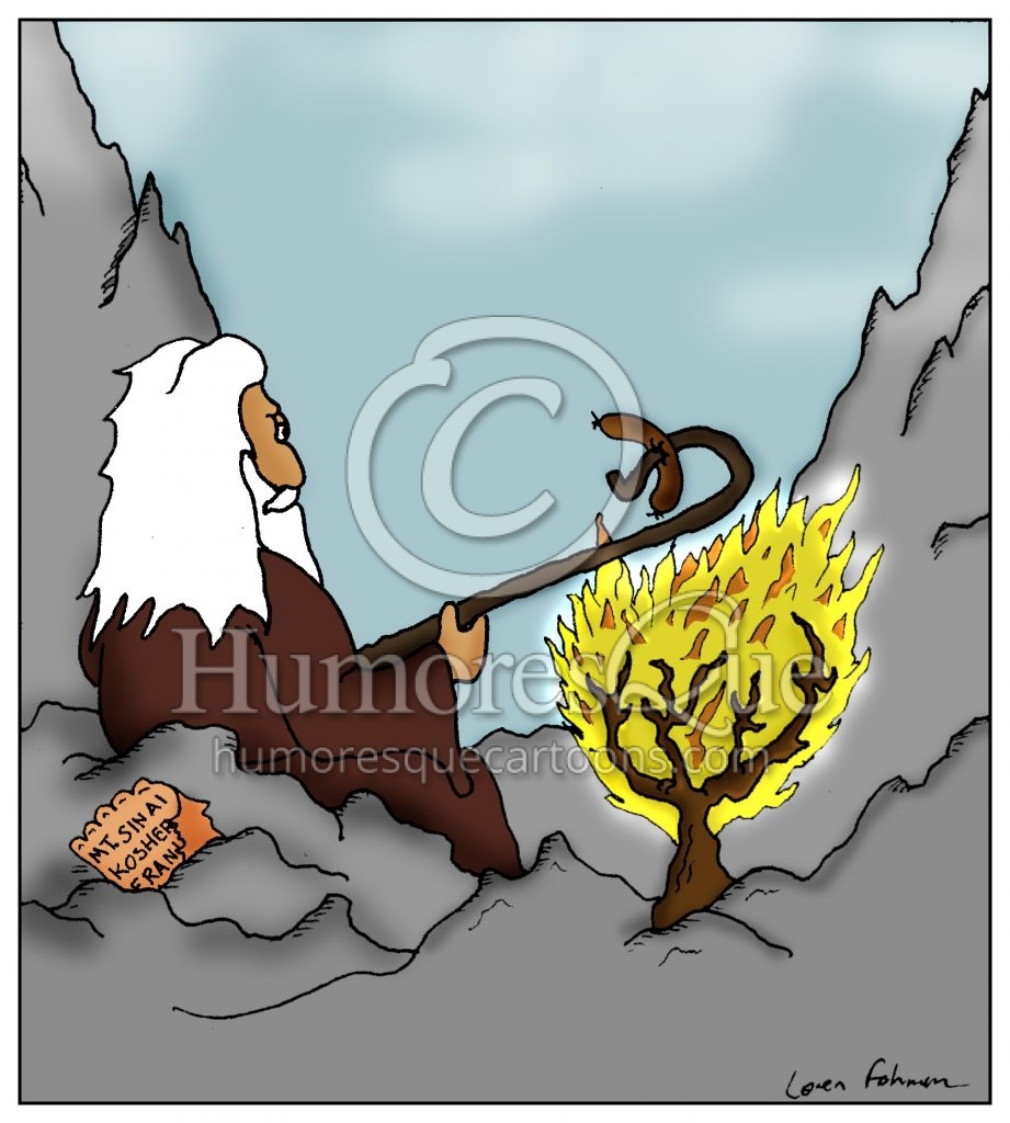 moses roasting hot dog cartoon